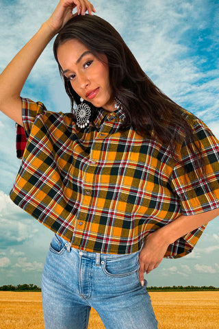 Saffron Flannel Crop Top