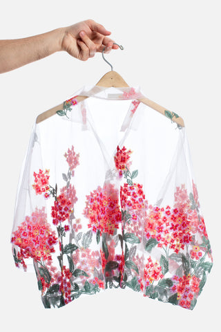 Coral Hydrangea Sheer Shirt