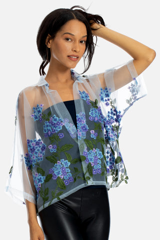 Blue Hydrangea Sheer Shirt