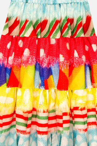Fabulous Fringed Fabric Print Skirt