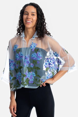 Blue Hydrangea Sheer Shirt