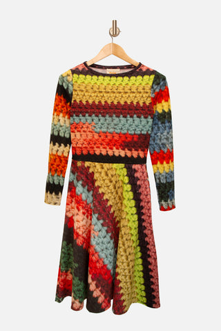 Mega Crochet Print Midi Dress
