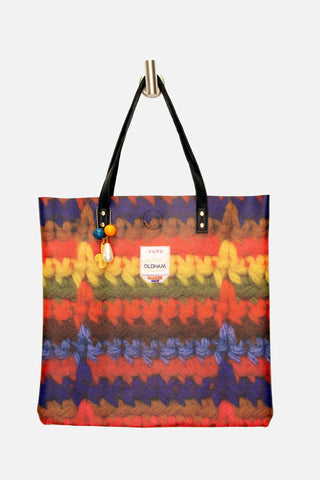 Mega Crochet Stripe Print Tote Bag