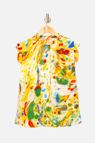 The Marble Print Sleeveless Shirt