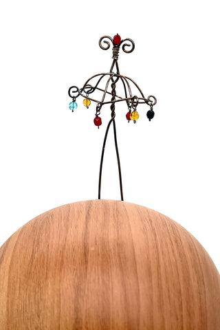 Spring 1998 Todd Oldham Hand Made Silver Wire Umbrella Hair Pick With Glass Beads