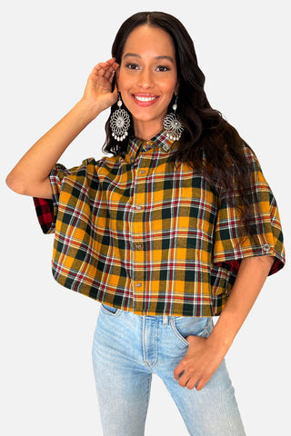 Saffron Flannel Crop Top