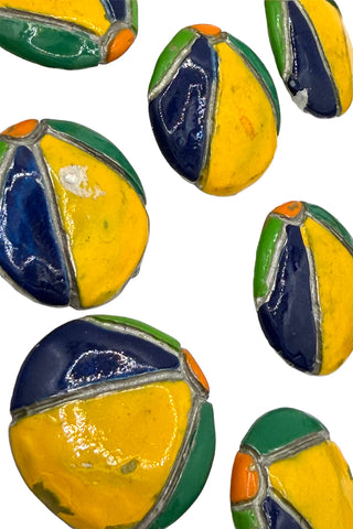 Lacquered Metal Beach Ball Buttons, 15 Piece Set