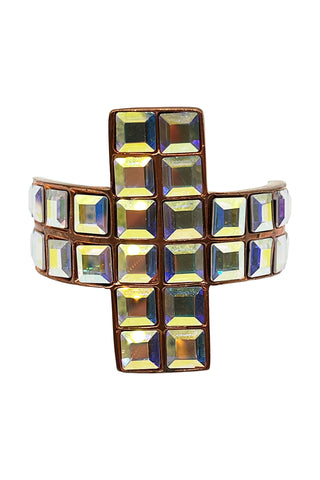 Fall 1994 Todd Oldham Copper Plated Ebonized Cross Shaped Ponytail Cuff With A/B Crystals