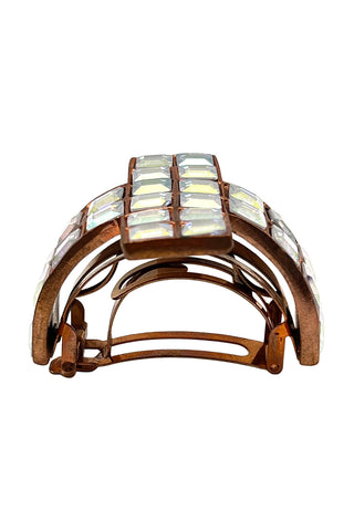 Fall 1994 Todd Oldham Copper Plated Ebonized Cross Shaped Ponytail Cuff With A/B Crystals