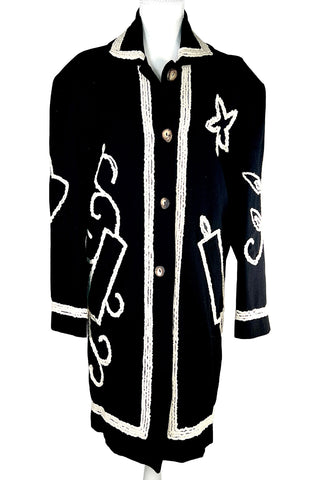 Fall 1990 Todd Oldham Wool Coat with Chenille Embroidery