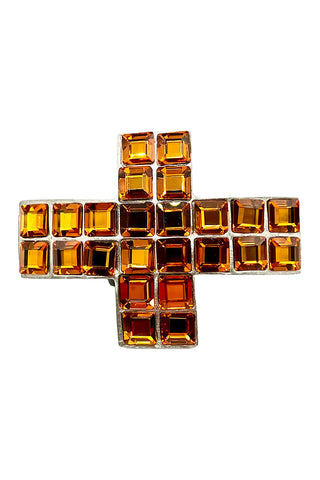 Fall 1994 Todd Oldham Silver Plated Barrette With Amber Crystals
