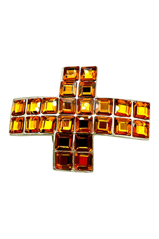 Fall 1994 Todd Oldham Silver Plated Barrette With Amber Crystals