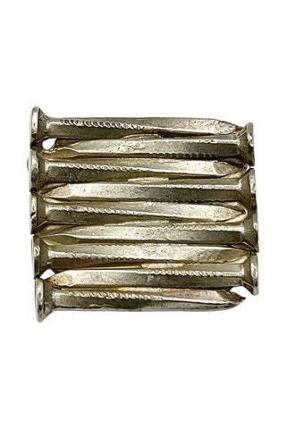 1994 Todd Oldham Silver Plated Stack of Nails Belt Buckle