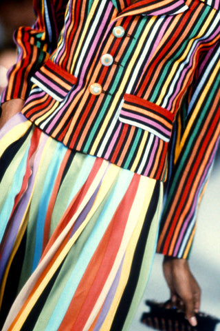 Spring 1992 Vintage Todd Oldham Fabric Rainbow Stripe Silk Chiffon Shorts