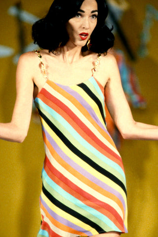 Spring 1992 Vintage Todd Oldham Fabric Rainbow Stripe Silk Chiffon Shorts