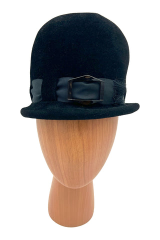 Fall 1997 Todd Oldham Black Wool Felt Riding Hat