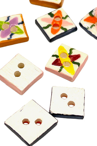 Todd Oldham Porcelain Multi-Color Hand-Painted Buttons Set of 12