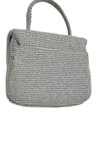1996 Todd Oldham Silver Knit Handbag with 24 kt Gold Crown Closure