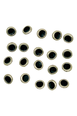 Vintage Todd Oldham Silver Plated Stud Button With Black Enamel, Set of 20