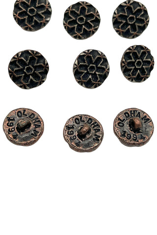 1994 Todd Oldham Ebonized Copper Snow Flake Buttons, Set of 20