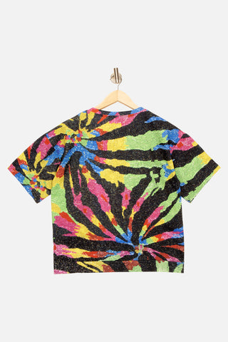 Beaded Tie-Dye Print Sweatshirt
