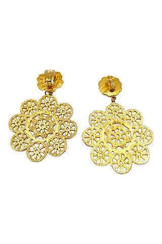 Fall 1993 Todd Oldham 24k Gold-Plated Round Doily Earrings