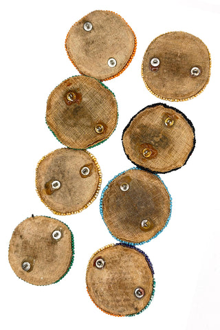 8 Piece 1994 Hand Beaded and Embroidered Big Button Set
