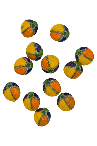 12 pc Small Lacquered Beach Ball Buttons