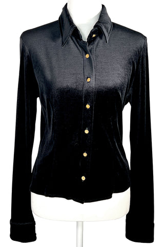 1993 Todd Oldham Times Seven Fitted Shirt in Stretch Velvet