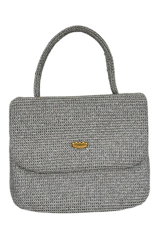 1996 Todd Oldham Silver Knit Handbag with 24 kt Gold Crown Closure