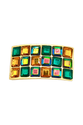 1994 24 kt Gold Plated Barrette With Multi-Color Swarovski Crystals