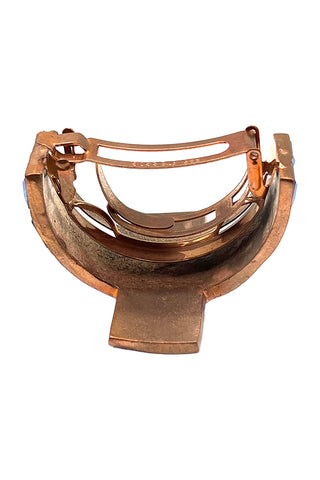 Fall 1994 Todd Oldham Copper Plated Ebonized Ponytail Cuff With Cobalt Swarovski Crystals