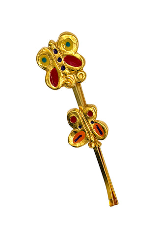 Spring 1992 24 kt Gold Plated Lacquered Butterfly Bobby Pin