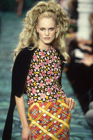 Fall 1996 Todd Oldham Beaded Patchwork Plaid Skirt