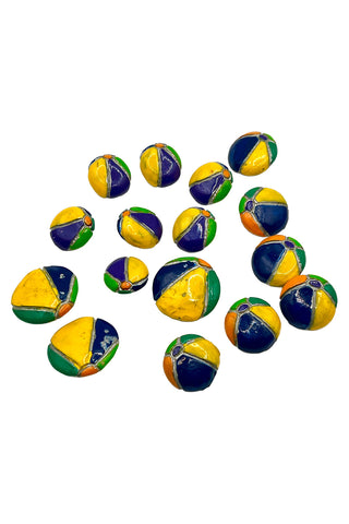 Vintage Metal Lacquard Beach Ball Buttons, Set of 16