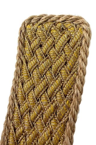 Woven Straw and Metallic Rayon Belt with 24 kt Gold Plated Buckle