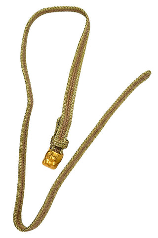Hand Woven Metallic Rayon and Straw Belt with 24 kt Gold Plated Buckle