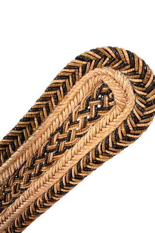 Woven Raffia and Straw Belt with 24 kt Gold Plated Buckle