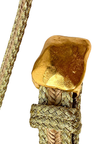 Hand Woven Metallic Rayon and Straw Belt with 24 kt Gold Plated Buckle