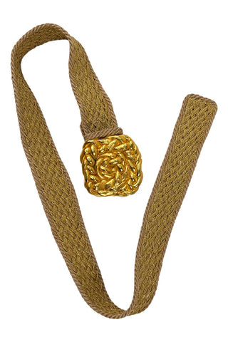 Woven Straw and Metallic Rayon Belt with 24 kt Gold Plated Buckle