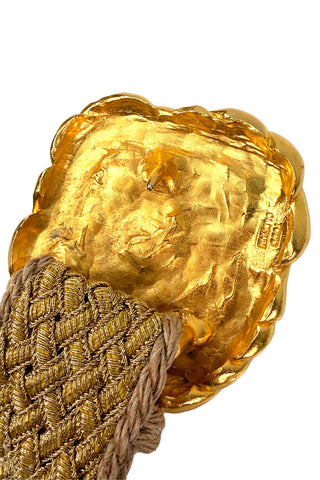 Woven Straw and Metallic Rayon Belt with 24 kt Gold Plated Buckle