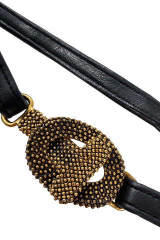 Faux Leather Bridle Belt with 24 kt Gold Plated T+O Buckle