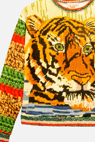 Bengal Tiger Needlepoint Print Sweatshirt
