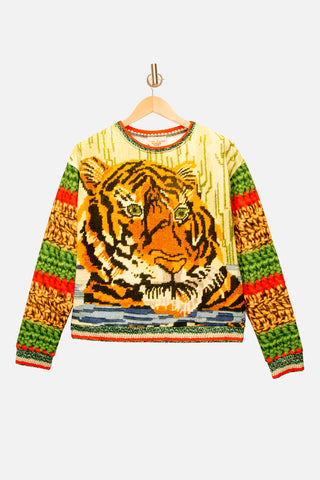 Bengal Tiger Needlepoint Print Sweatshirt
