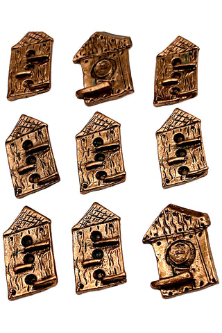 1994 Todd Oldham Ebonized Copper Bird House Buttons, Set of 12
