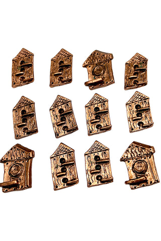 1994 Todd Oldham Ebonized Copper Bird House Buttons, Set of 12