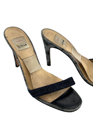 Fall 1995 Todd Oldham Denim and Leather Heeled Sandals, Size 40