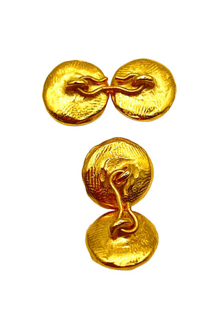 Vintage Todd Oldham 24kt Gold-Plated Cufflink Set with Black Swarovski Crystals