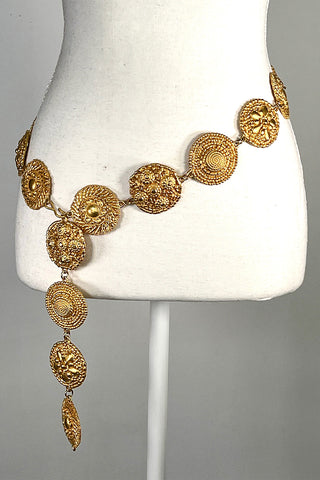 1996 24 kt Gold Plated Beaded Medallion Belt