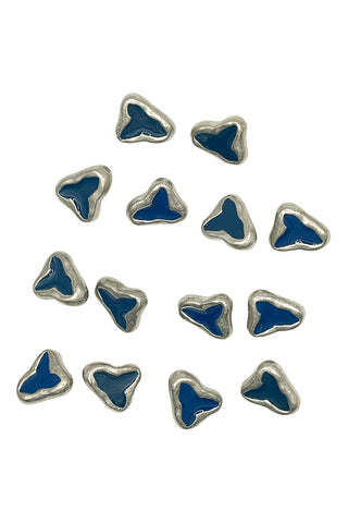 Vintage Todd Oldham Silver Plated Button With Blue Enamel, Set of 14
